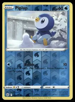 2022 Brilliant Stars Set Pokemon Card 035 Piplup Reverse Foil NM - Image 1