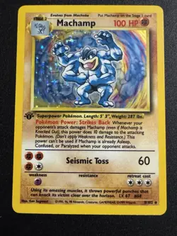Pokemon TCG Machamp Base Set 1st Edition Unlimited Card 8/102 - Image 1