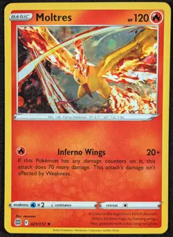 Moltres 2022 Brilliant Stars Cosmos Holo Rare Pokemon Card 021/172 (NM) - Image 1