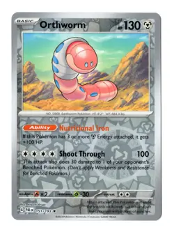 Pokemon - Orthworm - 151/193 - Reverse Holo Rare - Paldea Evolved - NM/M - Image 1