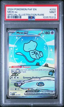 2024 POKEMON PAF EN-PALDEAN FATES SPECIAL ILLUSTRATION RARE #232 MEW EX PSA 9 - Image 1