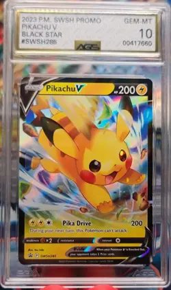 2023 PIKACHU V SWSH 285 POKEMON CROWN ZENITH COLLECTIONS PROMO AGS 10 GEM-MT 💎 - Image 1