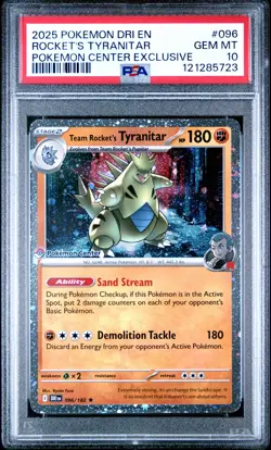 2025 POKEMON DRI EN-DESTINED RIVALS #096 TEAM ROCKET'S TYRANITAR PSA 10 - Image 1