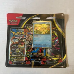 Pokemon TCG Mega Evolution Three Booster Blister Pack Psyduck Promo New Sealed - Image 1