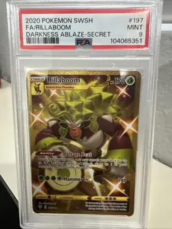 2020 Pokemon Swsh Fa Rillaboom Darkness Ablaze Secret # 197 Graded Psa9 - Image 1