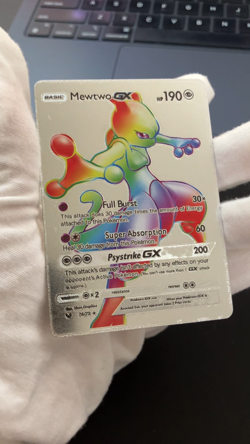 Mewtwo Gx Rainbow Silver Foil Textured Display Card - Image 2