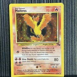 Pokemon Card Moltres #12/62 Fossil Set Holo Rare WOTC 1999 WOTC Vintage LP - Image 1