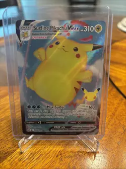 Pokemon Celebrations Surfing Pikachu VMAX Holo Ultra Rare Card 009/025 - Image 1