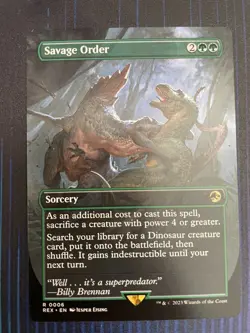 MTG Savage Order Borderless Universes Beyond: Jurassic World Rare NM - Image 1