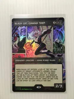 MTG Black Cat Cunning Thief - Borderless Foil -Marvel's Spider-Man-Near Mint 222 - Image 1