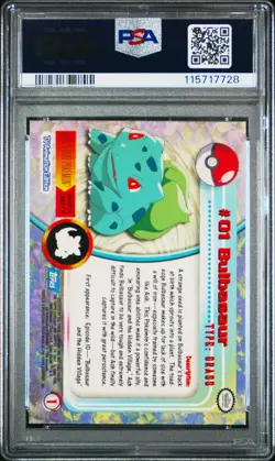 1999 TOPPS POKEMON TV #1 BULBASAUR PSA 6 - Image 2