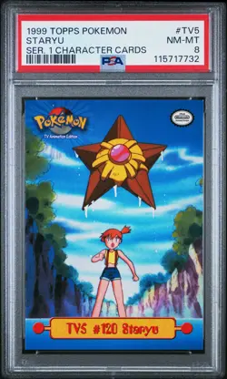 1999 TOPPS POKEMON SER 1 CHARACTER CARDS #TV5 STARYU PSA 8 - Image 1