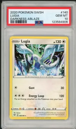 2020 Pokemon SWSH Darkness Ablaze Lugia #140 PSA 10 - Image 1