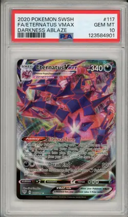 2020 Pokemon SWSH Darkness AblazeEternatus VMAX Full Art #117 PSA 10 - Image 1