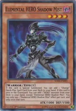 Yugioh! HP Elemental HERO Shadow Mist - SDHS-EN001 - Super Rare - 1st Edition He - Image 1