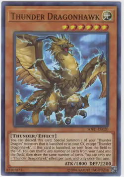 Yugioh! LP Thunder Dragonhawk - SOFU-EN020 - Ultra Rare - Unlimited Edition Ligh - Image 1