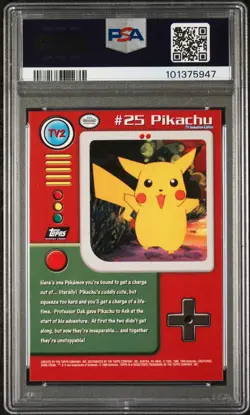 Pikachu TV2 Topps Animation Edition Series 1 Pokemon Card Non Holo 1999 PSA 8 - Image 2