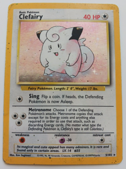 Clefairy Pokemon Card Holo WOTC 5/102 Base Set Rare Vintage 1999 Original MP - Image 1