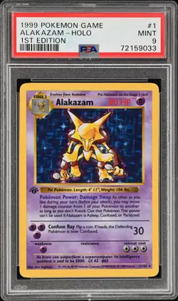 1999 POKEMON BASE SET 1ST EDITION #1 ALAKAZAM-HOLO PSA 9 - Image 1