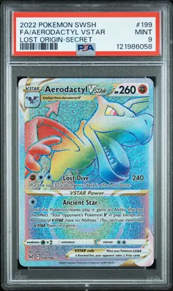 2022 POKEMON SWORD & SHIELD LOST ORIGIN SECRET FULL ART/AERODACTYL VSTAR PSA 9 - Image 1