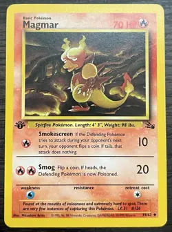 1st Edition Magmar 39/62 Pokemon TCG WOTC Base Set Fossil LP - Image 1