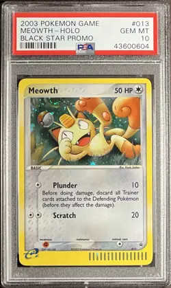 2003 Pokemon Black Star Promo 013 Meowth Holo PSA 10 Gem Mint - Image 1