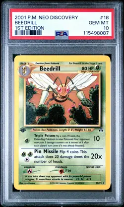 2001 POKEMON NEO DISCOVERY 1ST ED #18 BEEDRILL PSA 10 - Image 1