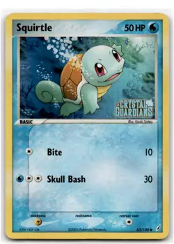 2006 EX - Crystal Guardians Squirtle Basic/Rare Holo #63 Stamped - Image 1