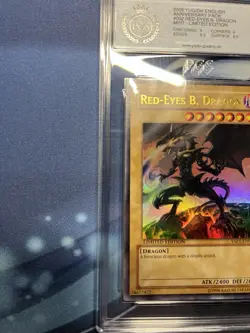YuGiOh 2008 Anniversary Pack YAP1-EN002 Red-Eyes B. Dragon PGS PSA 9 Mint - Image 3