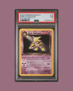 2000 Pokemon Rocket #18 Dark Alakazam 1st Edition PSA 7 Graded Card - Image 1