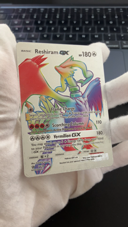 Reshiram Gx Basic Rainbow Silver Foil Textured Display Card - Image 2