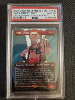MTG Final Fantasy Commander Vaan, Street Thief Borderless Surge Foil PSA 10 - Image 1