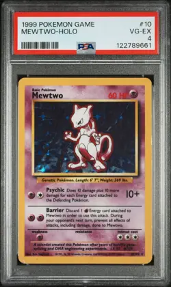 1999 POKEMON BASE SET UNLIMITED #10 MEWTWO-HOLO PSA 4 umbreon gengar pikachu - Image 1