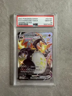 PSA 10 Charizard Vmax SV107/SV122 Pokemon Shining Fates SWSH Full Art Holo 2021 - Image 1