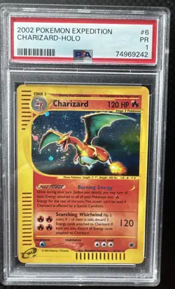2002 Expedition Charizard Holo Foil 6/165 WOTC E-Reader Series Pokemon PSA 1 - Image 1