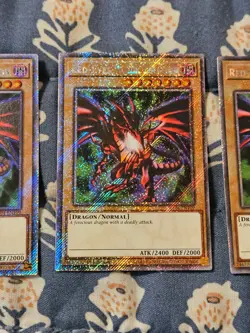Red-Eyes Black Dragon x3 Platinum Secret Rare 4th Art RA04-EN109 Playset Yugioh - Image 3