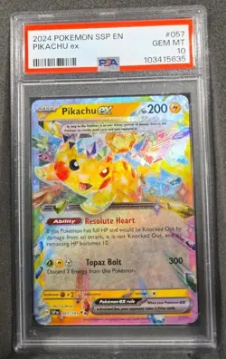 POKEMON CARD PIKACHU ex 57 SURGING SPARKS #57 GRADED PSA 10 GEM MINT SSP EN - Image 1