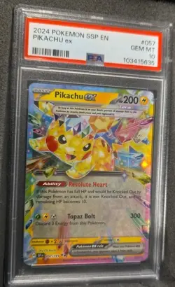 POKEMON CARD PIKACHU ex 57 SURGING SPARKS #57 GRADED PSA 10 GEM MINT SSP EN - Image 2