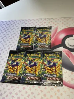 Crown Zenith Booster Packs CRZ Sword & Shield Pokemon Card TCG Sealed (5 Packs) - Image 1