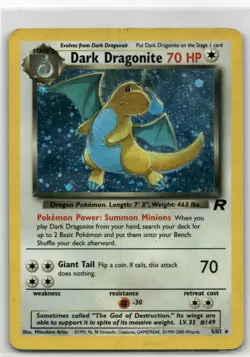 2000 Pokemon TCG Card Team Rocket #5 Dark Dragonite Rare Holo - Image 1