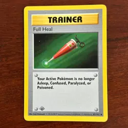 1st Edition Shadowless Full Heal 82/102 Uncommon Base Set Pokemon Card - Image 1