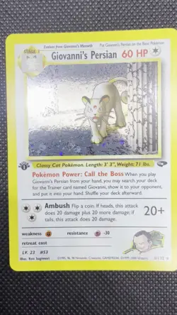 1st Edition Giovanni's Persian 11/132 Gym Challenge Holo Rare Pokemon Card NM/LP - Image 2