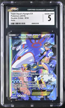 CGC 5 Team Aqua's Kyogre EX 2015 Double Crisis 6/34 Holo Pokemon Card - Image 1