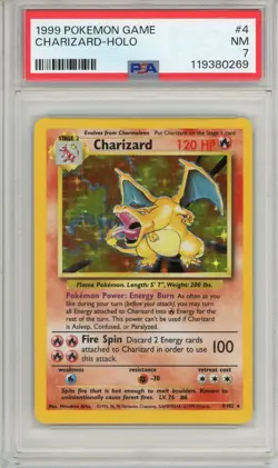 1999 POKEMON GAME #4 4/102 BASE SET CHARIZARD HOLO NM PSA 7 LOOKS BETTER CLEAN - Image 1