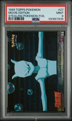 PSA 9 Stealing Pokemon Mewtwo Foil - 27 Movie Edition - 1999 Topps Pokemon Card - Image 1