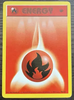 1st Edition Shadowless Fire Energy 098/102 Pokemon TCG WOTC Base Set MP - Image 1