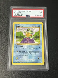 1999 Pokemon Game Squirtle #63 1ST Edition PSA 7 - Image 1