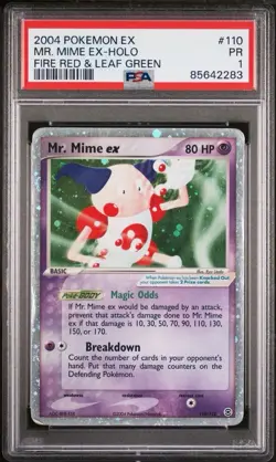 2004 Pokemon EX #110 Fire Red & Leaf Green Mr. Mime EX Holo PSA 1 SWIRL - Image 1