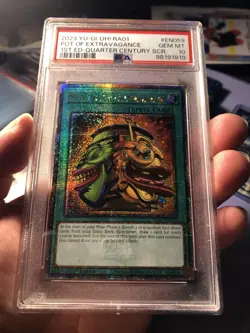 Yugioh Pot of Extravagance RA01-EN059 Quarter Century Secret Rare 1st Ed PSA 10 - Image 1
