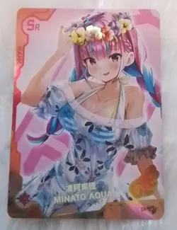 Minato Aqua V TUBER Maiden Party Goddess ACG WAIFU Girl Holo SR Card Flower - Image 1